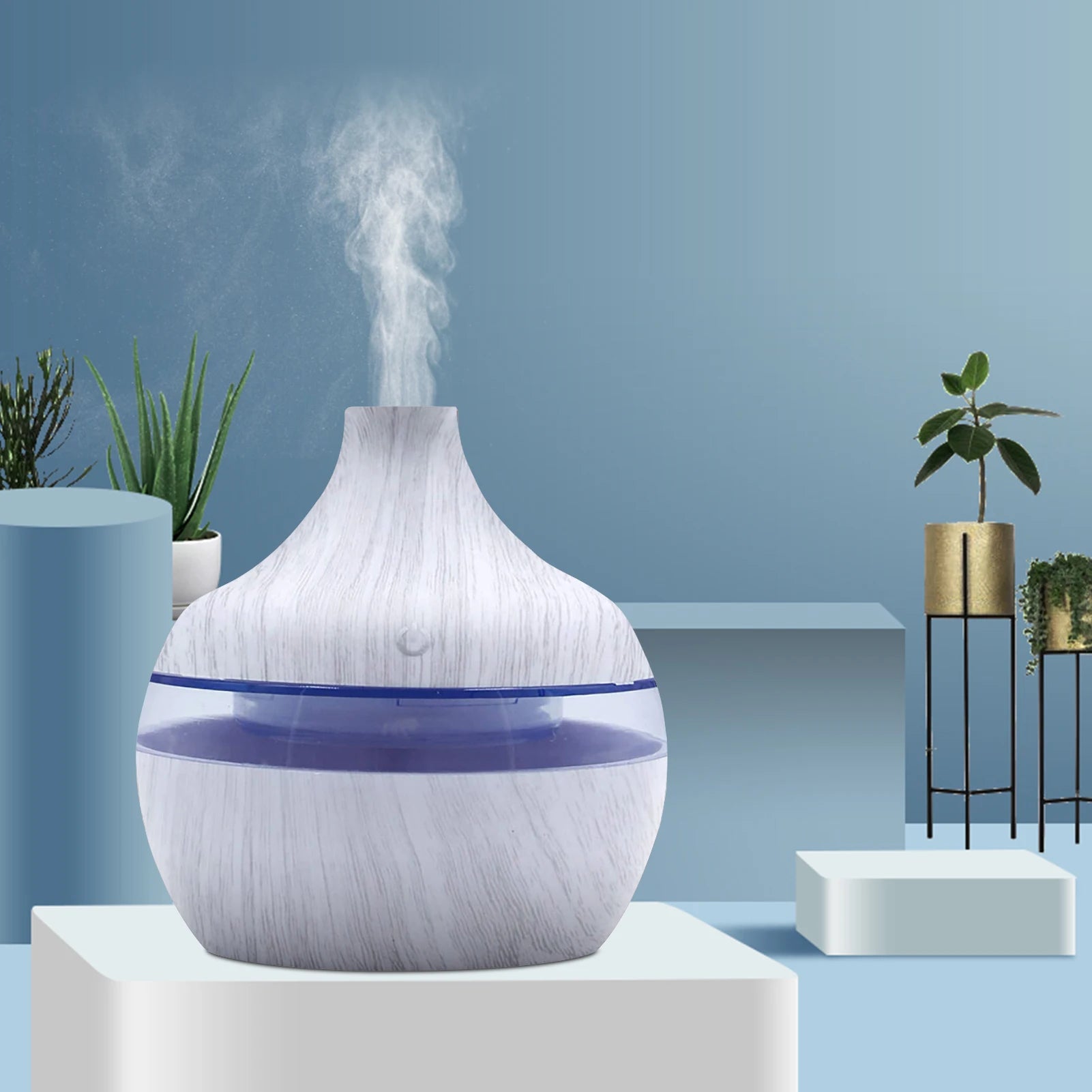 Wood Grain 300ML Essential Oil Diffuser & LED Humidifier