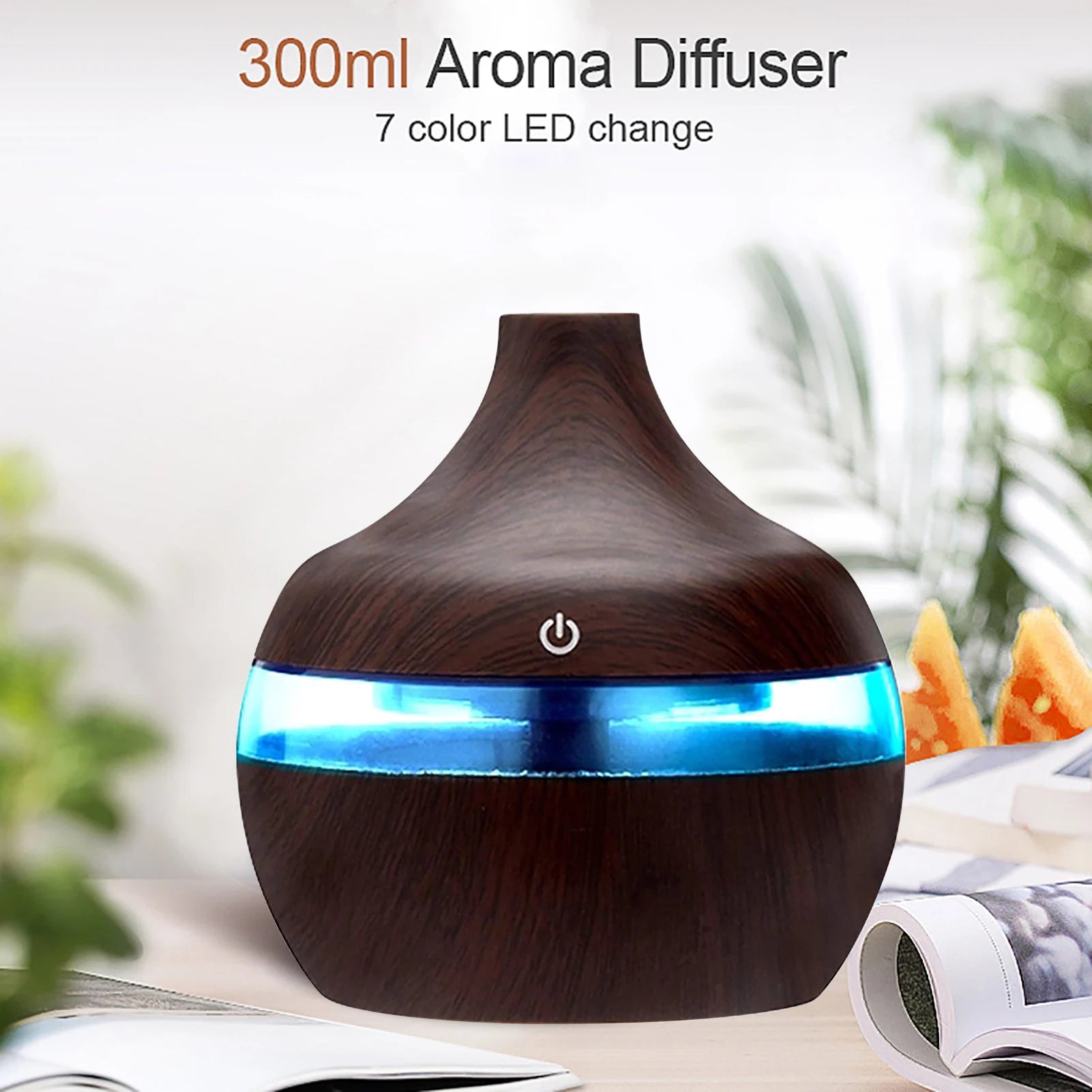 Wood Grain 300ML Essential Oil Diffuser & LED Humidifier